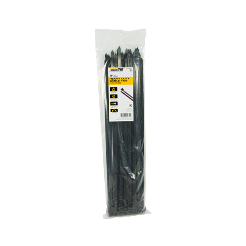 Extra Heavy Duty Cable Tie, UV Black, 17-In - pack of 50