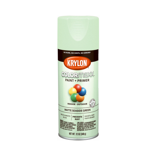 COLORmaxx Spray Paint, Matte, Seaside Green, 12 oz, Aerosol Can