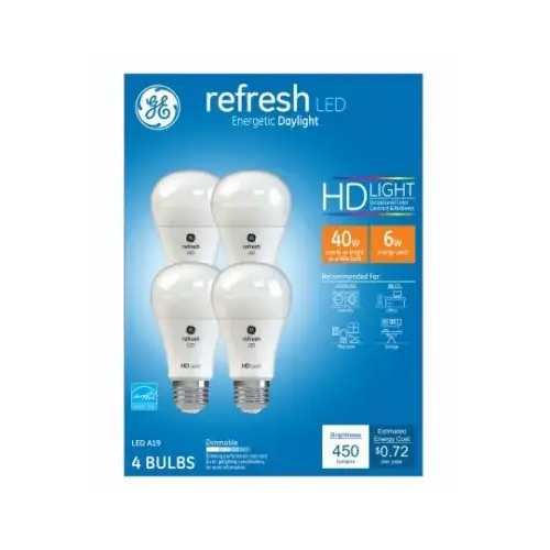 Refresh LED HD Light Bulbs, Daylight, 6-Watts - pack of 4