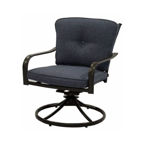 Four Seasons Courtyard ABE02501H60 Beaumont Cushioned Swivel Rocker Chair, Denim Olefin/Espresso Aluminum Frame