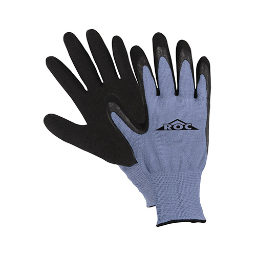 Work Gloves, Latex Coated Palm, Blue, Large