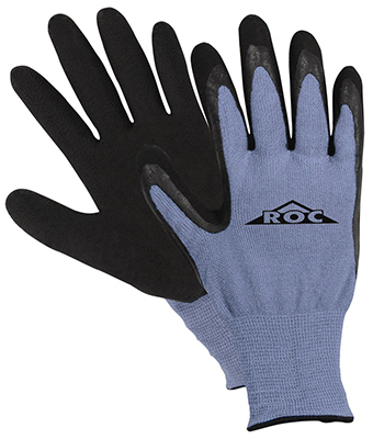 MAGID GLOVE & SAFETY MFG. ROC55TL Work Gloves, Latex Coated Palm, Blue, Large