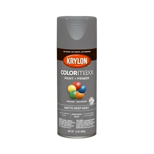 COLORmaxx Spray Paint, Matte, Deep Gray, 12 oz, Aerosol Can