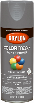 KRYLON K05550007 COLORmaxx Spray Paint, Matte, Deep Gray, 12 oz, Aerosol Can