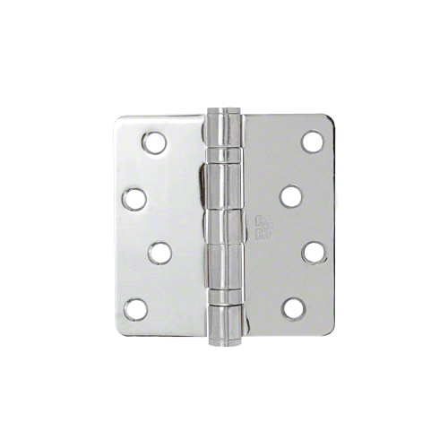 Bright Chrome 4" x 4" Residential Bearing Hinge 1/4" Radius Pair