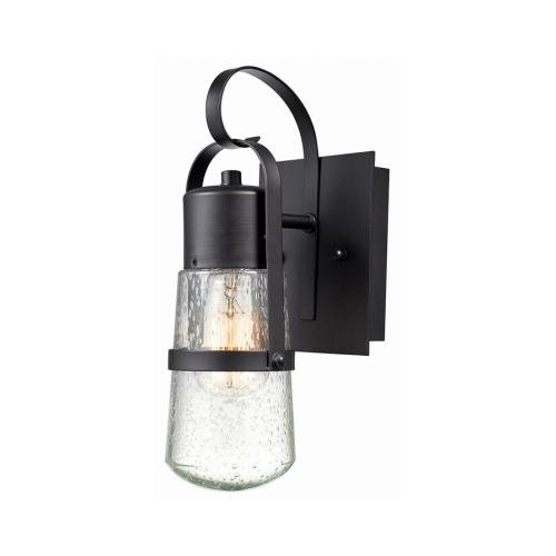 Globe Electric 44197 Helm Collection Outdoor Wall Lantern, Matte Black