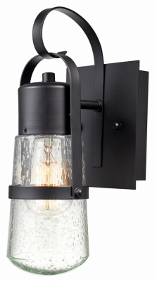 Globe Electric 44197 Helm Collection Outdoor Wall Lantern, Matte Black