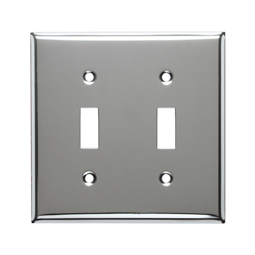 MULBERRY METALS 83072 Steel Wall Plate, 2-Gang, 2-Toggle Opening, Chrome