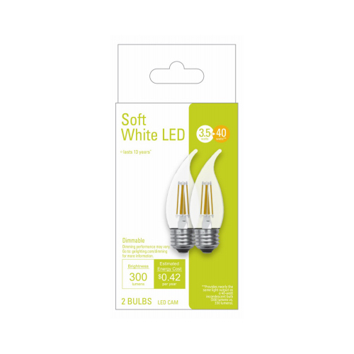 LED Light Bulbs, Soft White, Clear, 300 Lumens, 3.5-Watts Pair