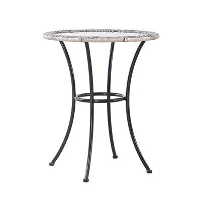 Four Seasons Courtyard A210004000 Marbella Wicker Bistro Patio Table, Gray/Black, 24-In.