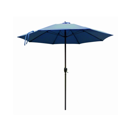 Patio Market Umbrella, Aluminum Frame, Sapphire Blue Olefin, 9-Ft.