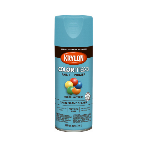 KRYLON DIVERSIFIED BRANDS K05565007 COLORmaxx Spray Paint + Primer, Satin Island Splash, 12-oz.