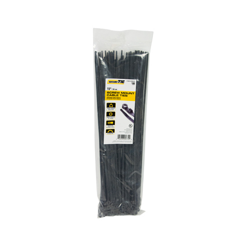 Screw Mount Cable Tie, UV Black, 15-In - pack of 100