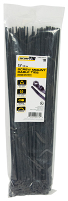 ECM INDUSTRIES LLC CTSM15-50100UVB Screw Mount Cable Tie, UV Black, 15-In - pack of 100