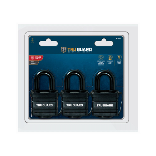 Tru-Guard 1804TRITG Keyed Padlocks, Laminated Steel, All-Weather Cover, 1-9/16-In - pack of 3