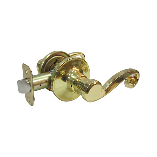 Hall/Closet Reversible Scroll Lever Passage Lockset, Polished Brass