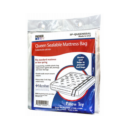 SCHWARZ SUPPLY SOURCE SP-QUEENSEAL Sealable Microban Queen Mattress Bag, 96 x 73 x 14-In.