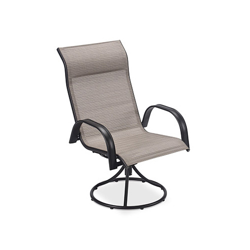 COURTYARD CREATIONS RTS0228-REV Everett Swivel Dining Chair, Black Steel Frame, Gray Sling Fabric