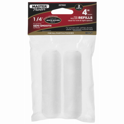 TRUE VALUE APPLICATORS 60196TV Woven Mini Paint Roller Cover, 4 x 1/4-In. Nap Pair