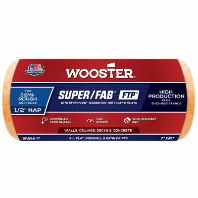 Wooster RR924-7 Paint Roller Cover, 1/2 in Thick Nap, 7 in L, Knit Fabric Cover, Lager