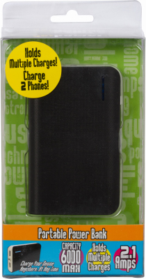 ARIES MFG GP-PWRPCKV2-BLK Portable Power Pack, Charges 2 Phones, Black