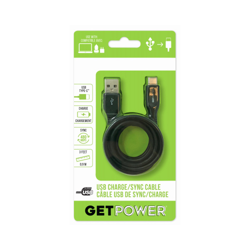 GetPower GP-USB-USBC-XCP6 USB to USB Charger/Sync Cable, 3-Ft. - pack of 6