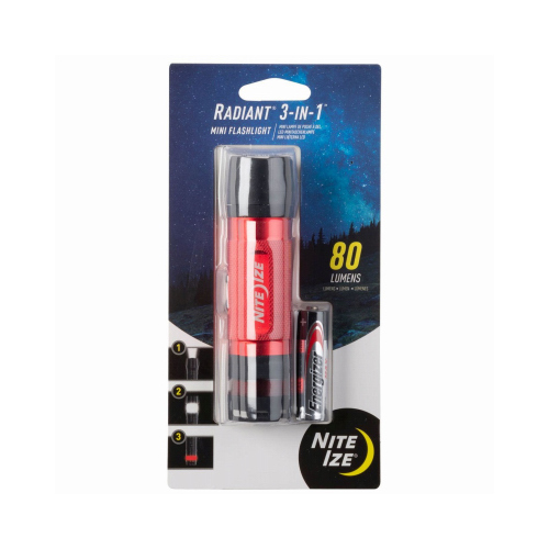 Radiant 3-in-1 Mini Flashlight, Red