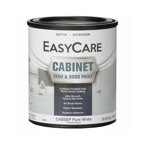 TRUE VALUE MFG COMPANY CABSEP-QT Cabinet Door & Trim Paint, Satin Finish, White/Pastel Base, Acrylic Polyurethane, Qt.
