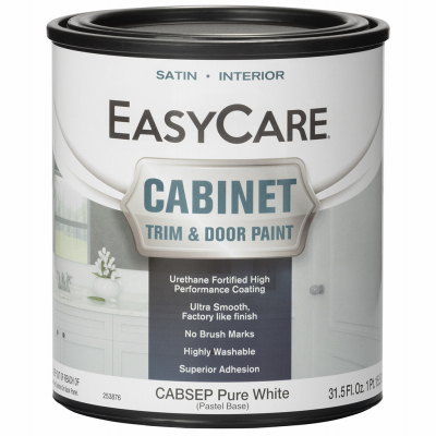 TRUE VALUE MFG COMPANY CABSEP-QT Cabinet Door & Trim Paint, Satin Finish, White/Pastel Base, Acrylic Polyurethane, Qt.