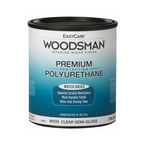 Woodsman Fast Dry Protective Polyurethane Wood Finish, Interior, Water Base, Clear Semi-Gloss, Qt.