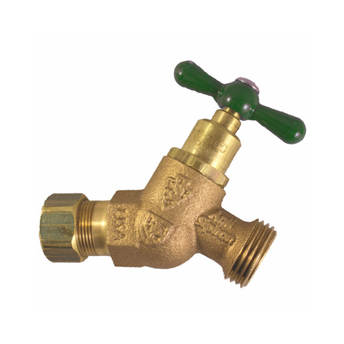 No-Kink Hose Bibb With Vacuum Breaker, Lead-Free, 1/2 Copper Compression x 3/4-In. Hose Thread