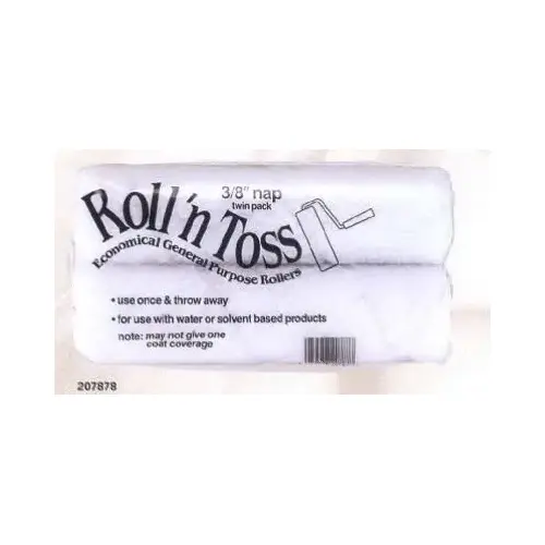 TRUE VALUE APPLICATORS TPX-915 Roll 'N Toss Paint Roller Covers, 3/8-In. Nap, 9-In Pair