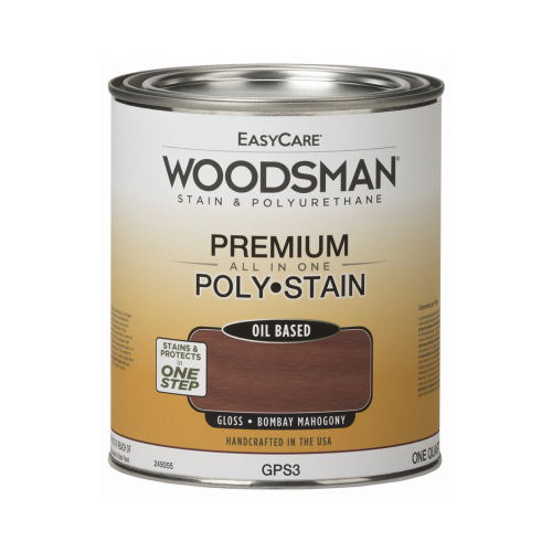 Woodsman Stain & Polyurethane In One, Oil-Base Gloss, Bombay Mahogany, Qt.