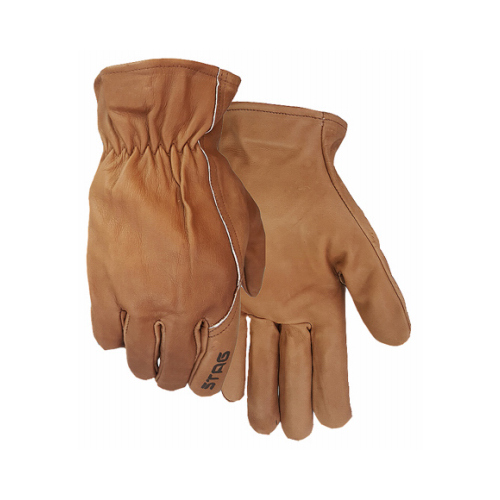 Leather Work Gloves, Premium Chocolate Cowhide, Men's M