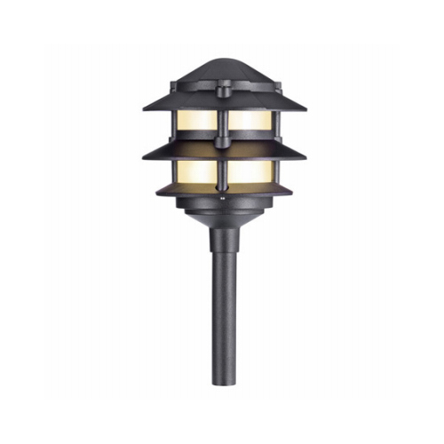 LED Path Light, 3-Tier, Black Aluminum, 30 Lumens, 2.2-Watt