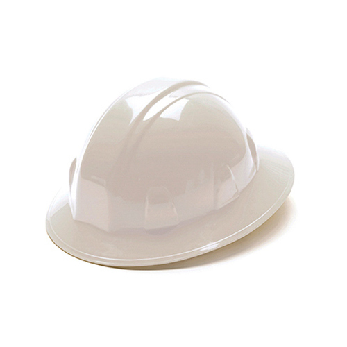 Hard Hat, Full Brim, Ratchet Adjustment, White