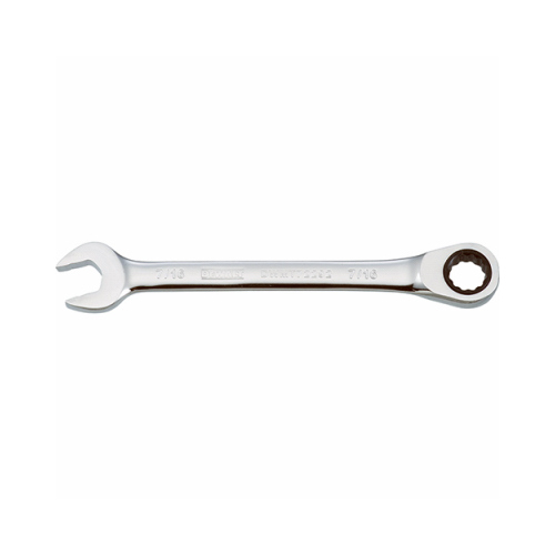 Combination Wrench, SAE, 7/16 in Head, 5-25/32 in L, Chrome, Comfort-Grip Handle