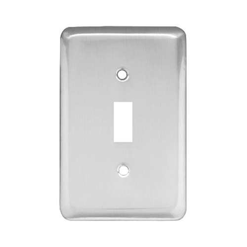 Toggle Wall Plate, 1-Gang, Stamped, Round, Polished Chrome Steel