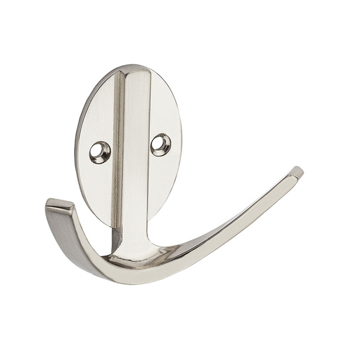 Modern Double Robe Hook, Satin Nickel, 3-In.