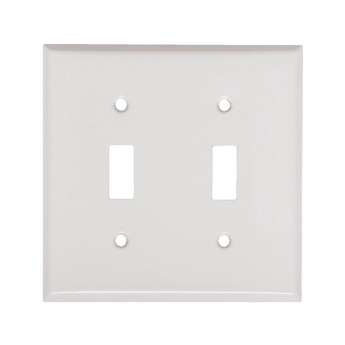 Steel Wall Plate, 2-Gang, 2-Toggle Opening, White