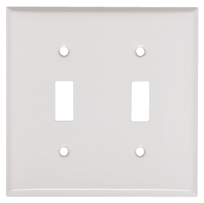 MULBERRY METALS 86072 Steel Wall Plate, 2-Gang, 2-Toggle Opening, White