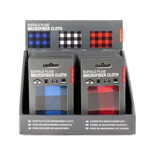 Microfiber Cleaning Cloth, Buffalo Plaid - pack of 48