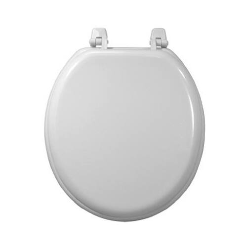 White Wood Composition Toilet Seat, Round