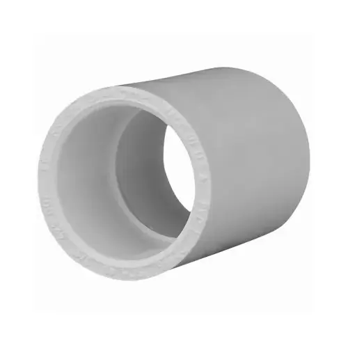 Schedule 40 PVC Pressure Coupling, White PVC, 1-1/2-In.