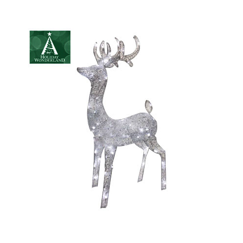 LED Christmas Yard Dcor, Silver Morphing Buck, 60 Lights, 52-In.