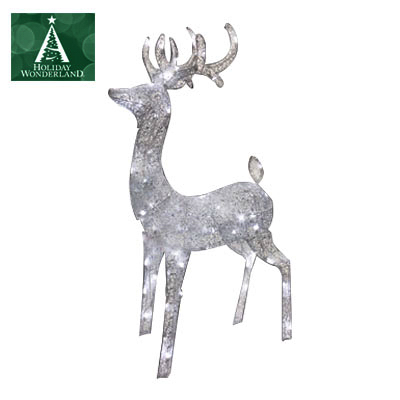 BRITE STAR MANUFACTURING 46-353-55 LED Christmas Yard Dcor, Silver Morphing Buck, 60 Lights, 52-In.