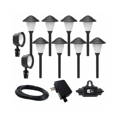 LED Path & Spot Light Kit, Black Plastic, 55 Lumens, 1.2-Watt, 10-Pc.