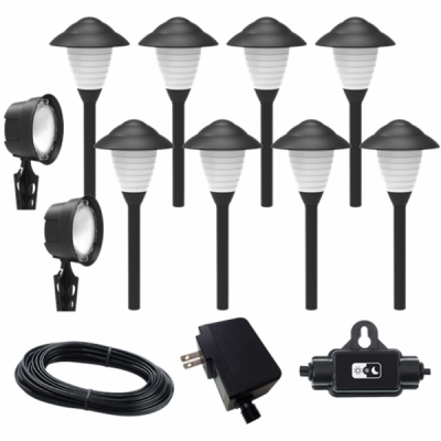 RIMPORTS LLC TV40385 LED Path & Spot Light Kit, Black Plastic, 55 Lumens, 1.2-Watt, 10-Pc.