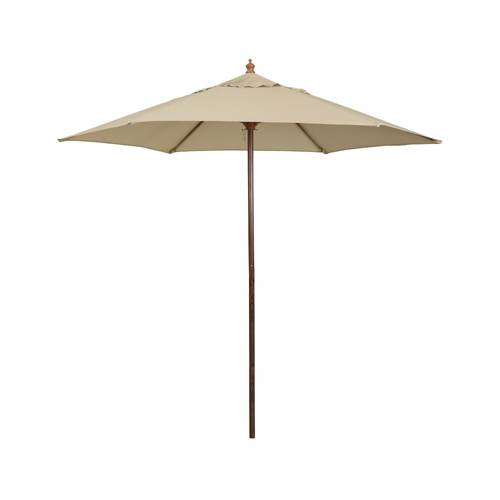 March Products MOW906-P22 Patio Market Umbrella, Beige Fabric, Woodgrain Steel, 9-Ft.