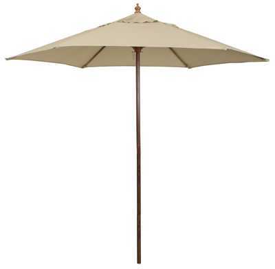 March Products MOW906-P22 Patio Market Umbrella, Beige Fabric, Woodgrain Steel, 9-Ft.